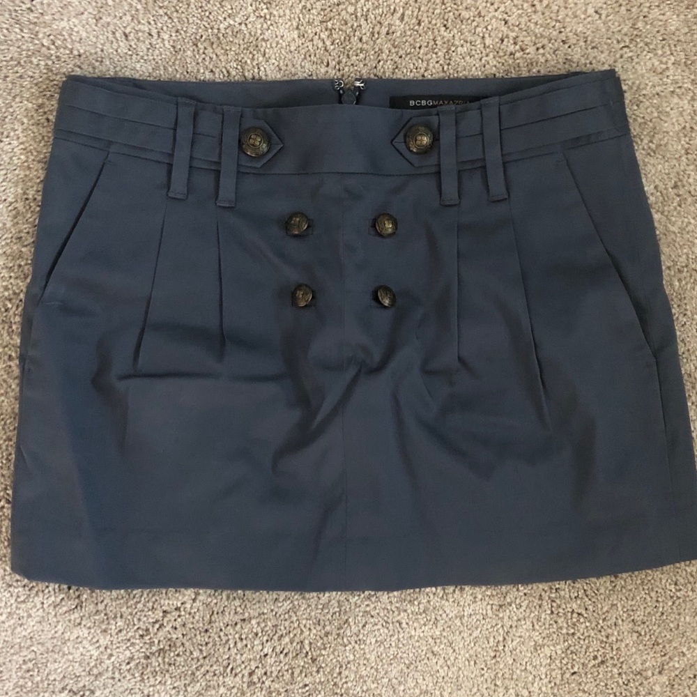 BCBG MaxAzria slate gray mini military skirt, NEW